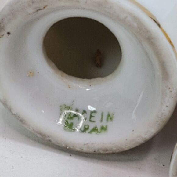 Mid Century Lusterware & Gold Salt Pepper Egg Bowls Japan Set NO STOPPERS - Picture 8 of 8